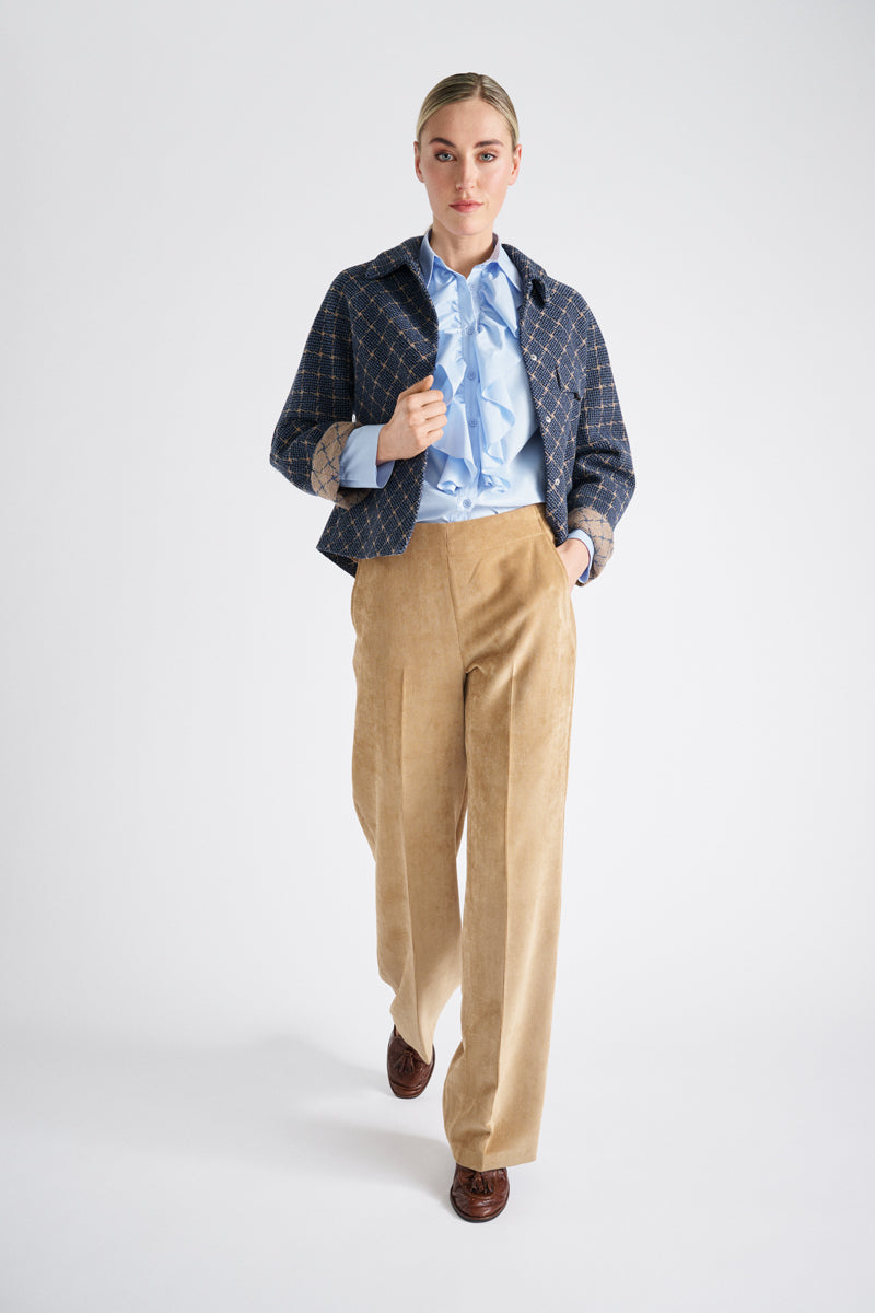 Short checked spencer jacket with buttons and collar