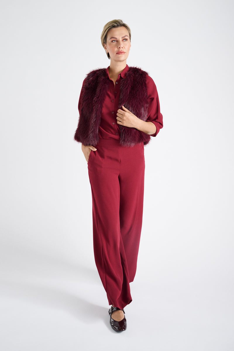 Wijde bordeaux voile chemisier