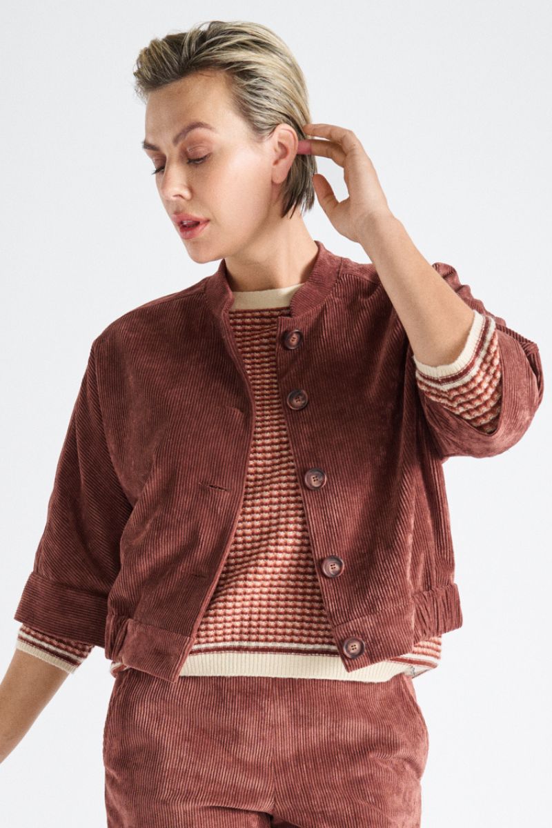 Marsala brown velour blouse