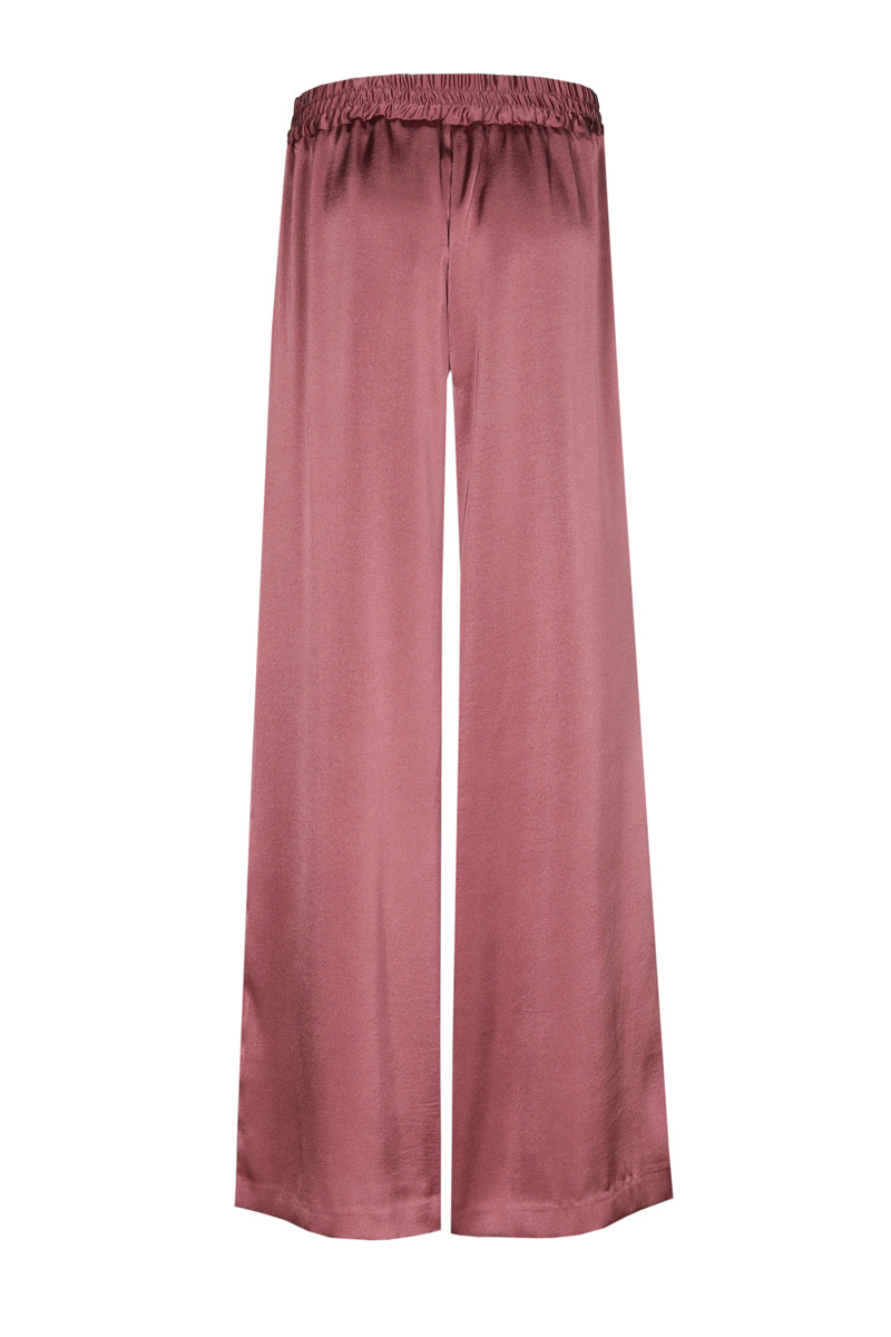 Wide satin pants with elastic waist 