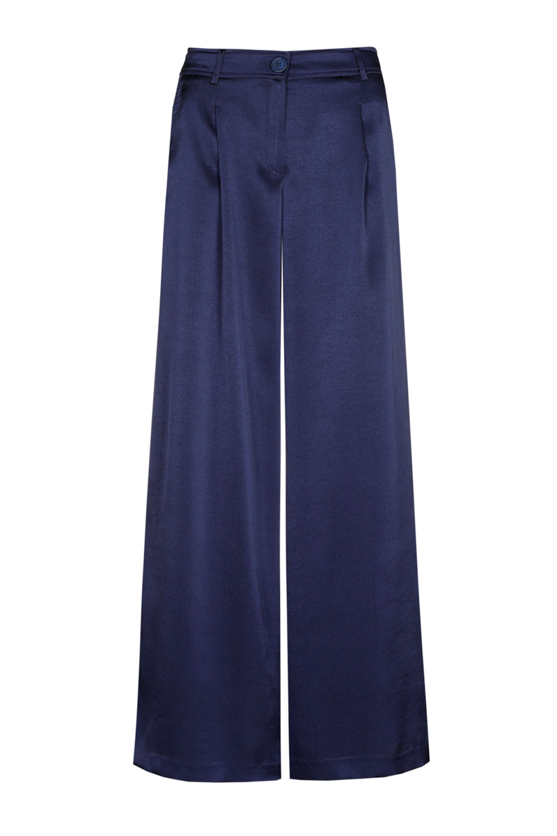 Lange wijde broek in satijnlook