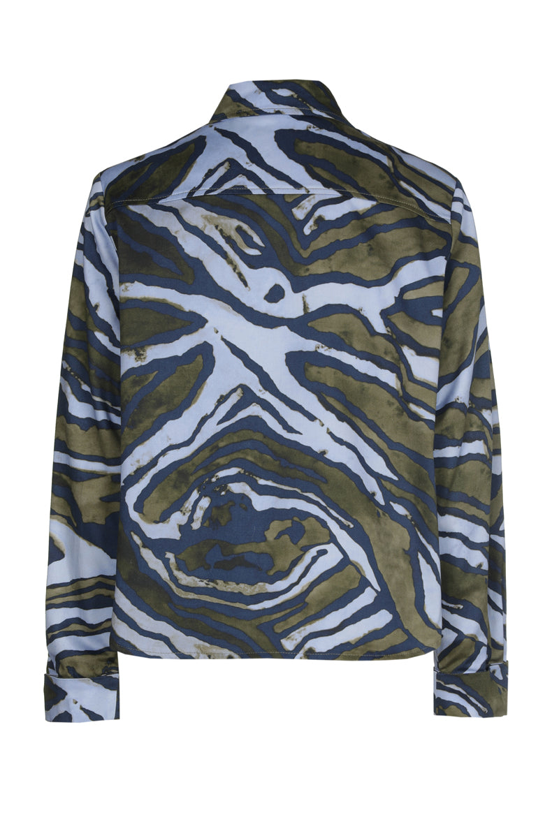 Bloes met grafische print in groen en blauw