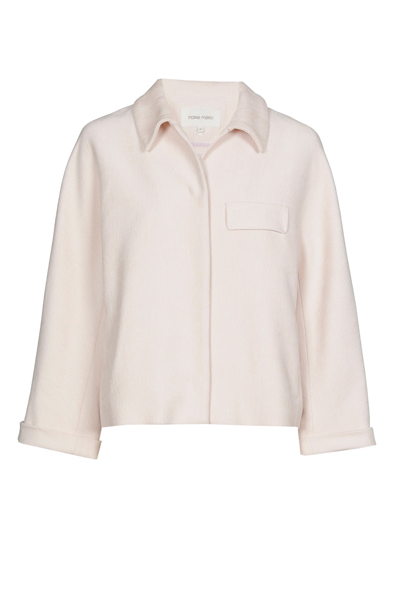 Spencer crème court avec boutons et col