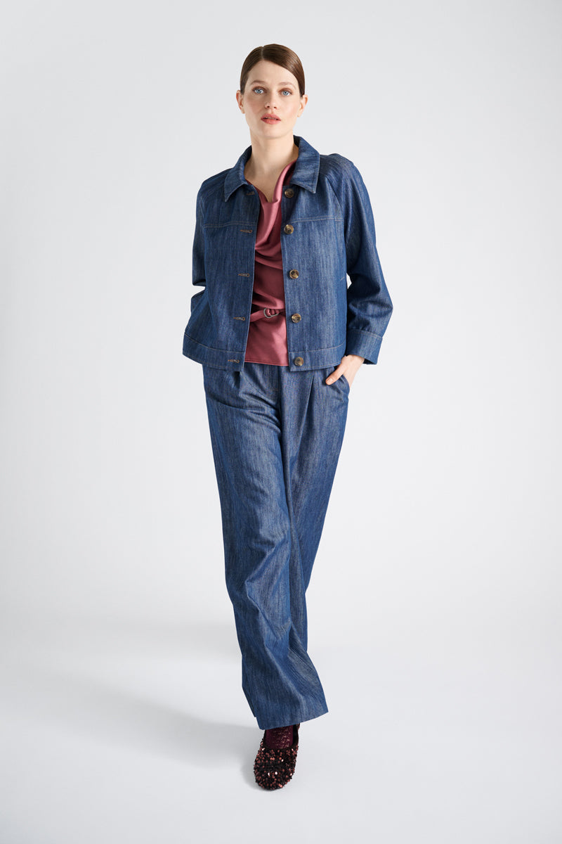 Lange wijde denim broek