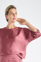 Boxy three-quarter sleeved satin top 