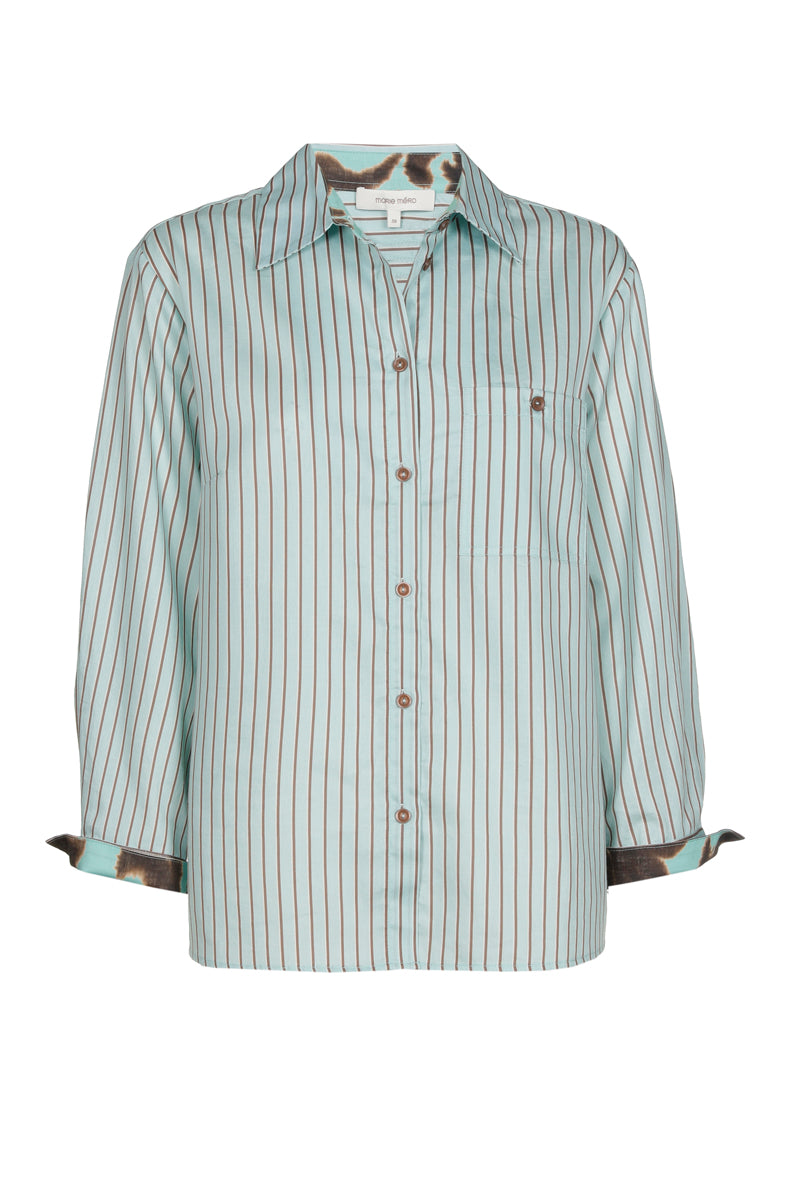 Chemise rayée avec imprimé sur le dos et manchettes