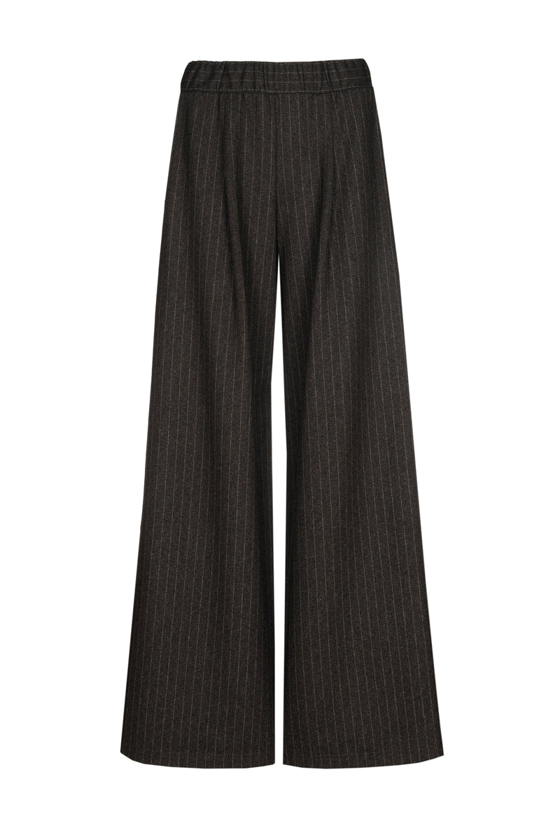 Wide-leg trousers with a pinstripe and an elasticated waistband