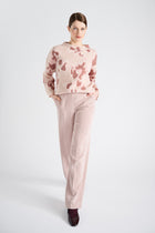 Velours roze rechte broek