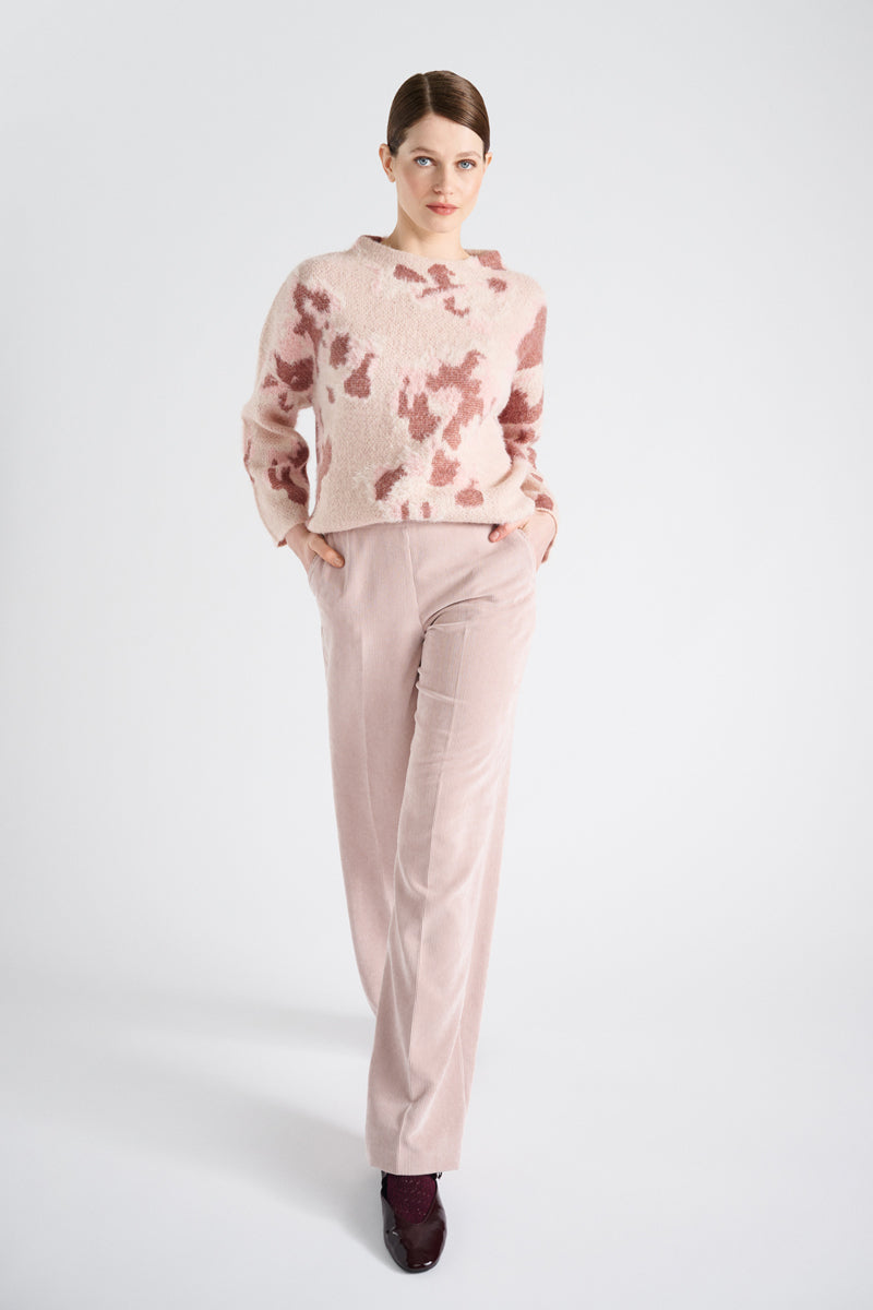 Velours roze rechte broek
