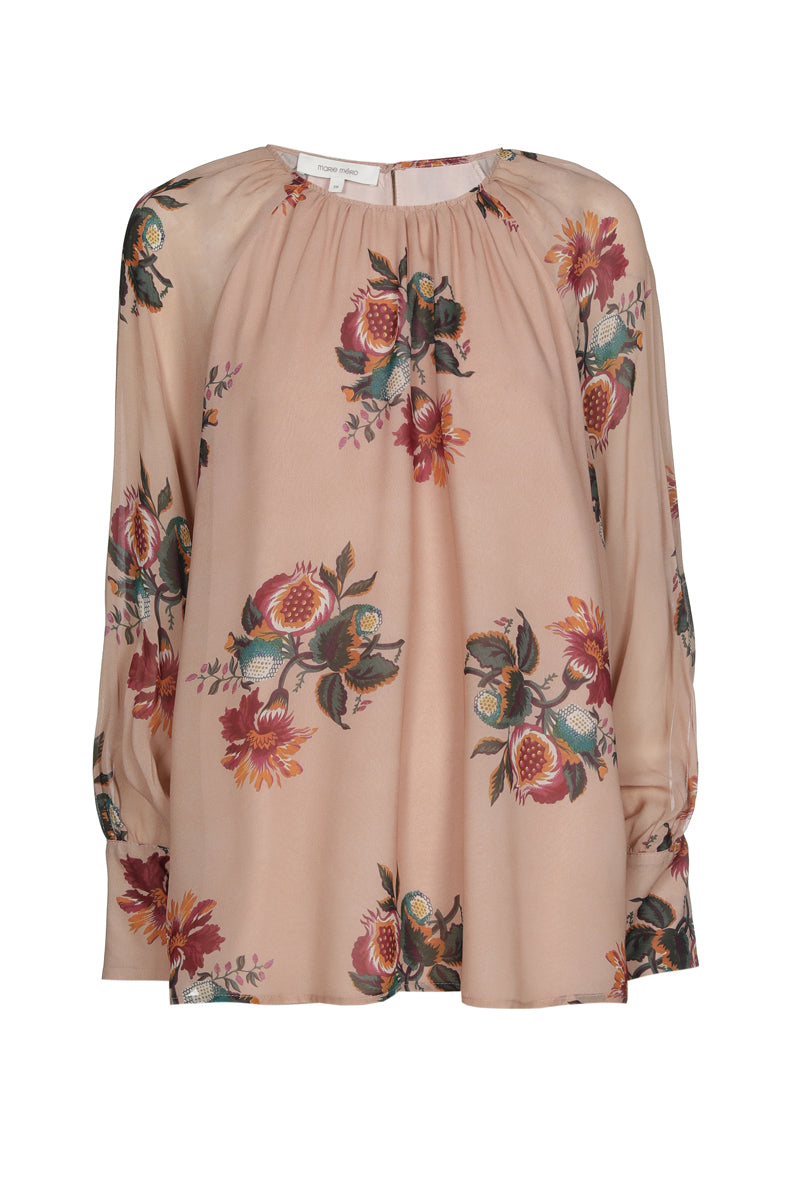 Flower printed fluid pink top