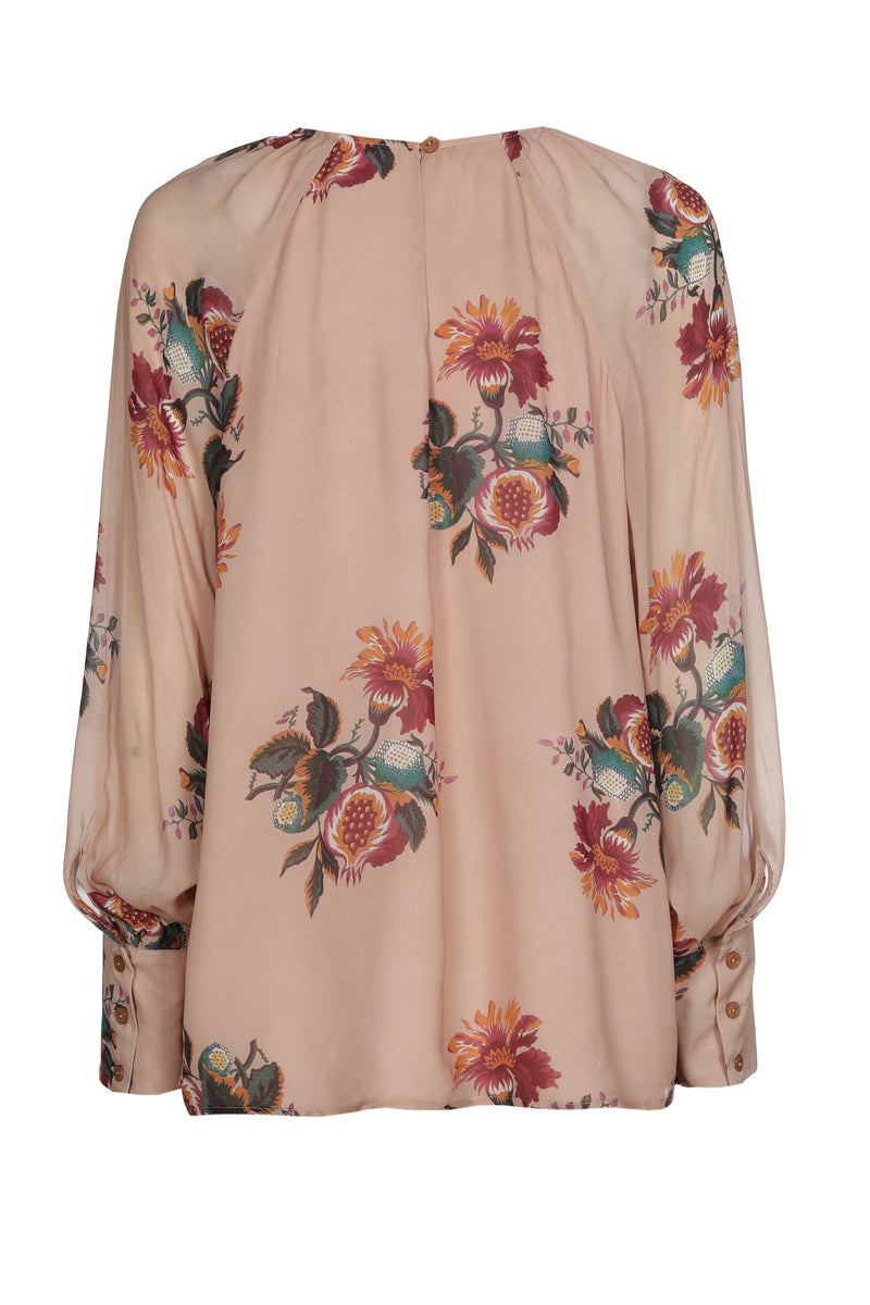 Flower printed fluid pink top
