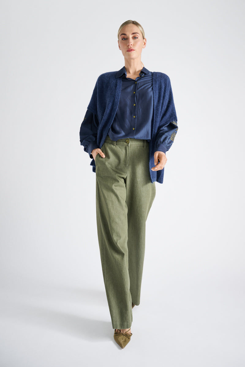 Pantalon long kaki souple droit 