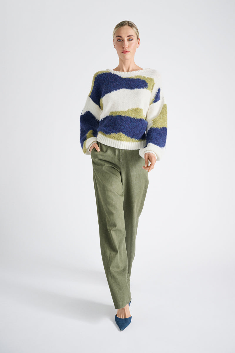 Straight long khaki fluid pants 