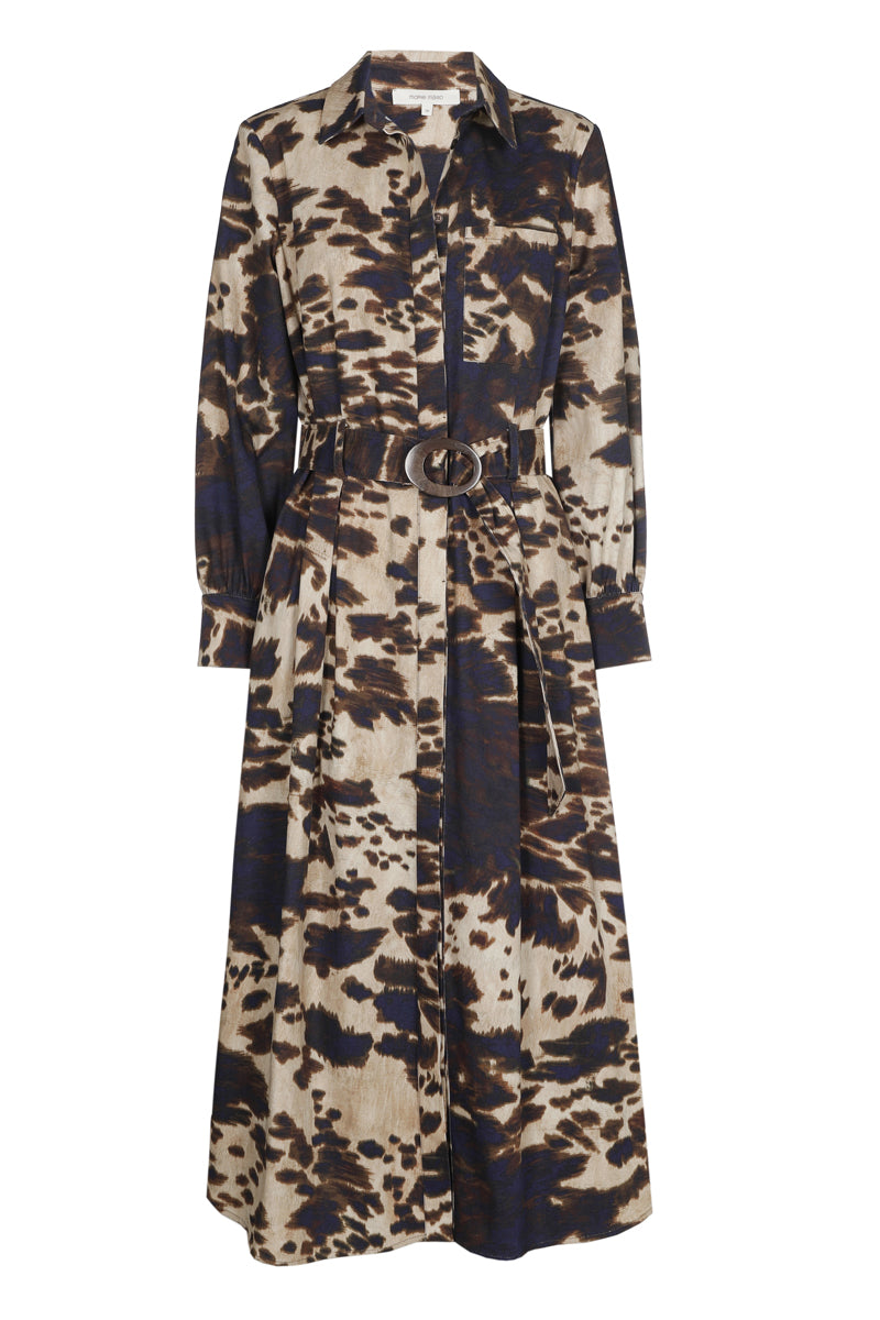 Printed belted shirt-dress 