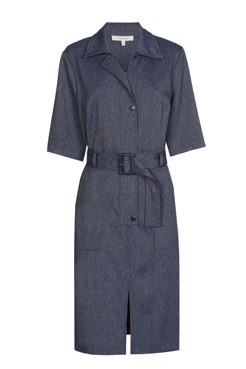 Belted denim shirt dress 