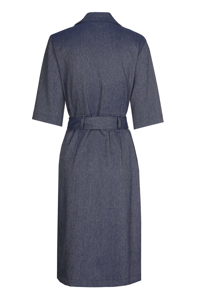 Robe chemisier denim ceinturée 