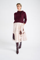 Wijde roze rok met grafische print