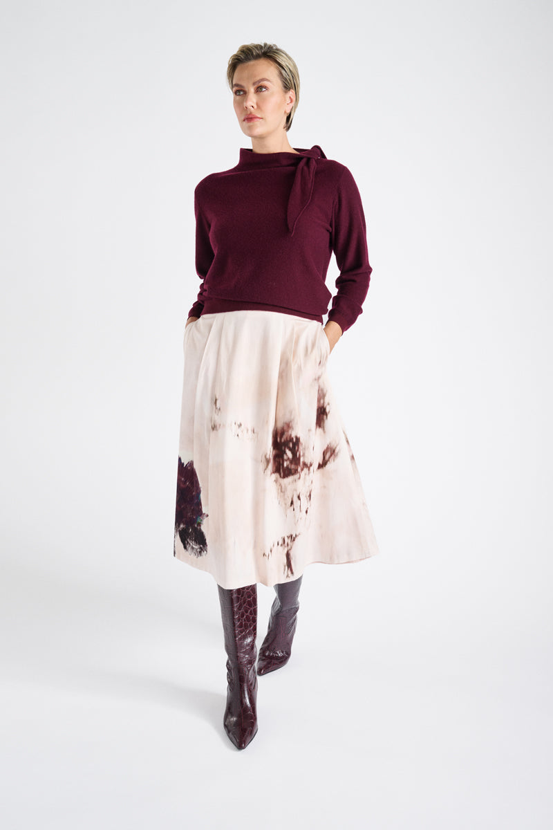 Wijde roze rok met grafische print