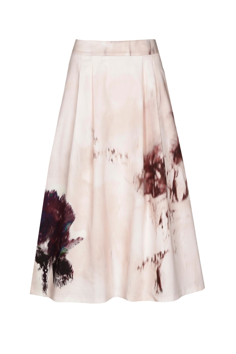 Wijde roze rok met grafische print