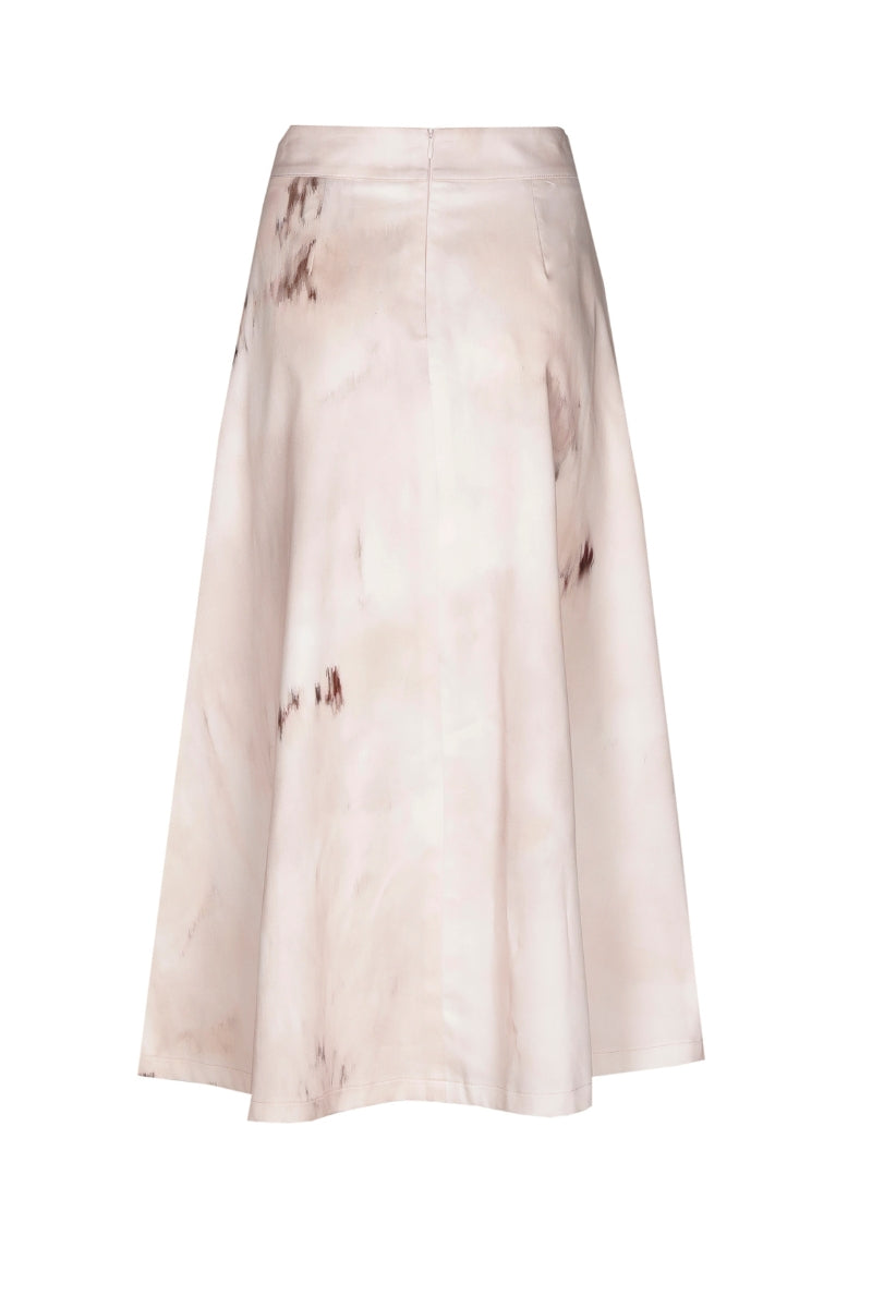 Wijde roze rok met grafische print
