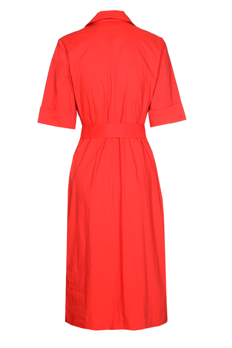Robe-chemisier rouge avec ceinture