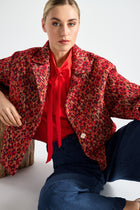 Kort jacquard tweed jas