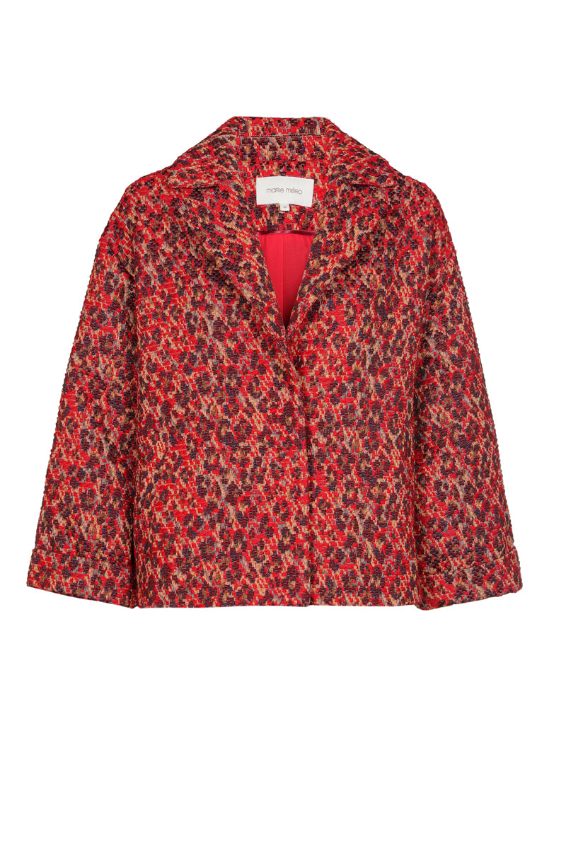 Kort jacquard tweed jas