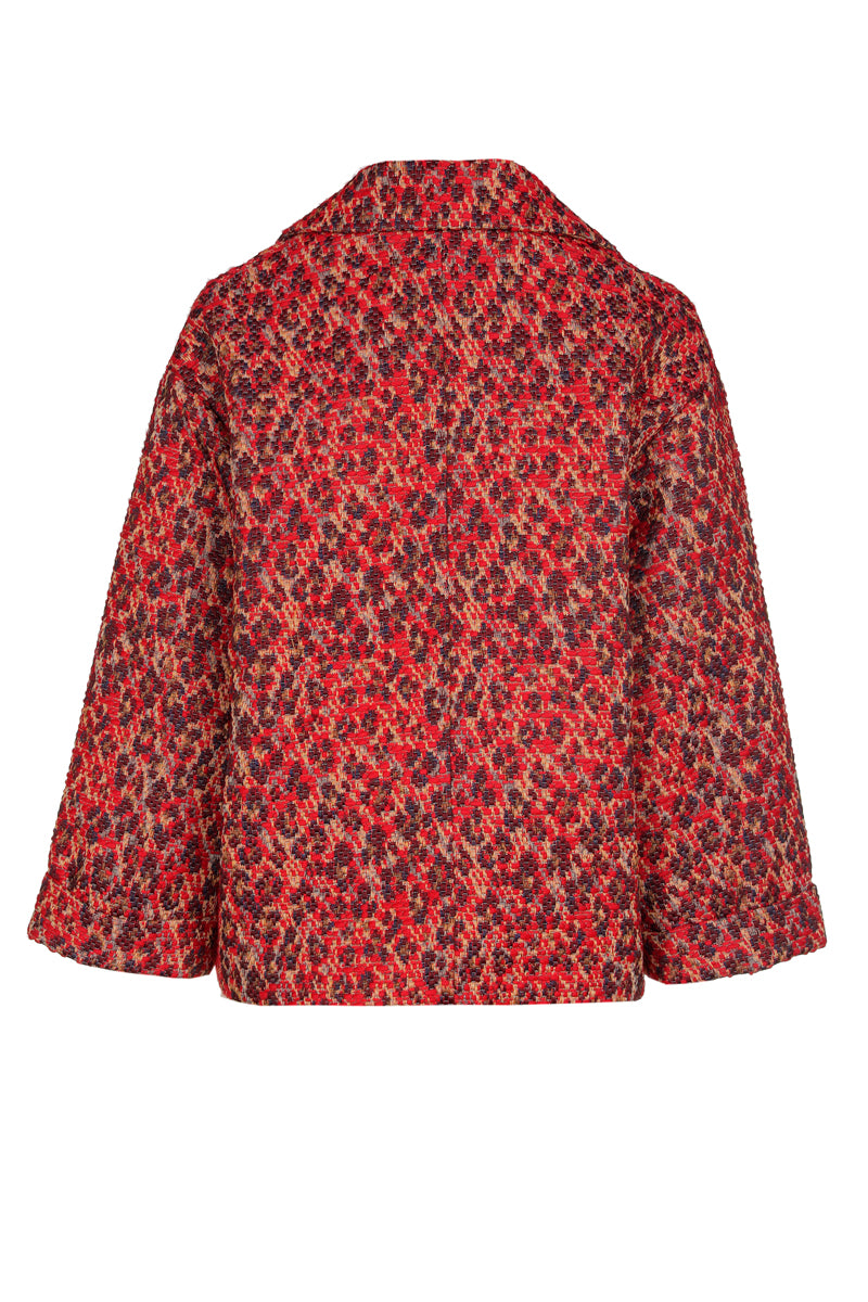 Kort jacquard tweed jas