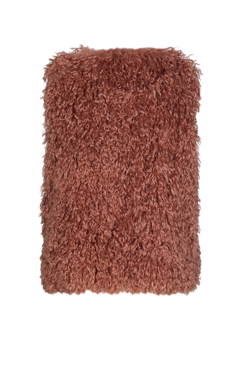 Fake fur waistcoat pink