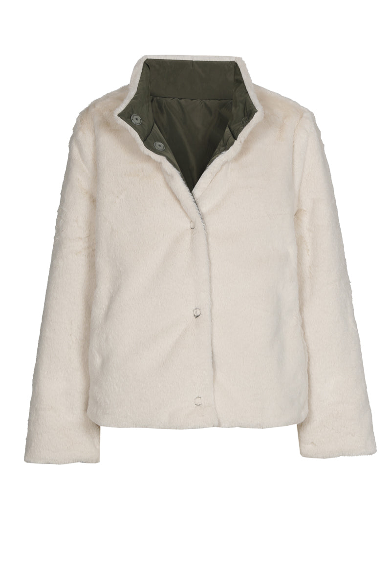 Reversible short kaki padded and lined jacket