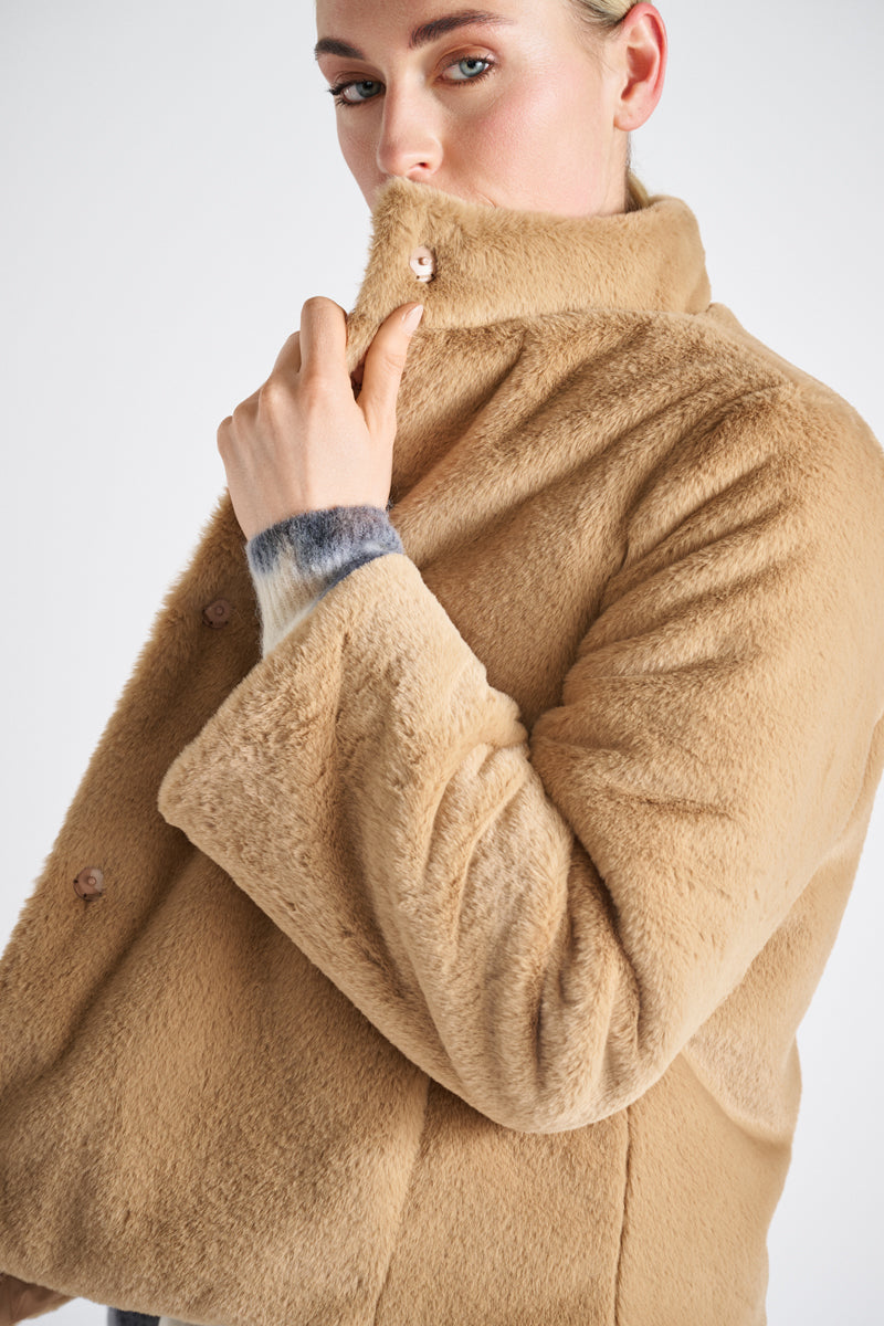 Reversible camel gevoerde jas