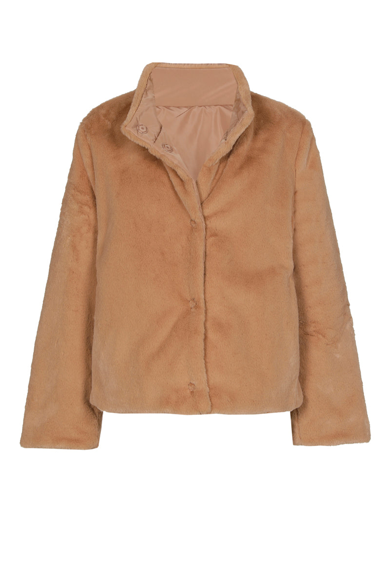 Reversible camel gevoerde jas