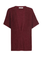 Open bordeaux cardigan met korte mouw