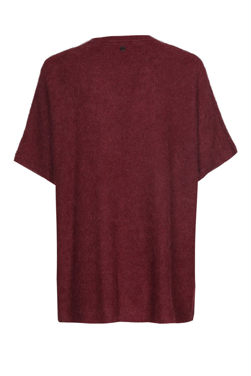 Open bordeaux cardigan met korte mouw