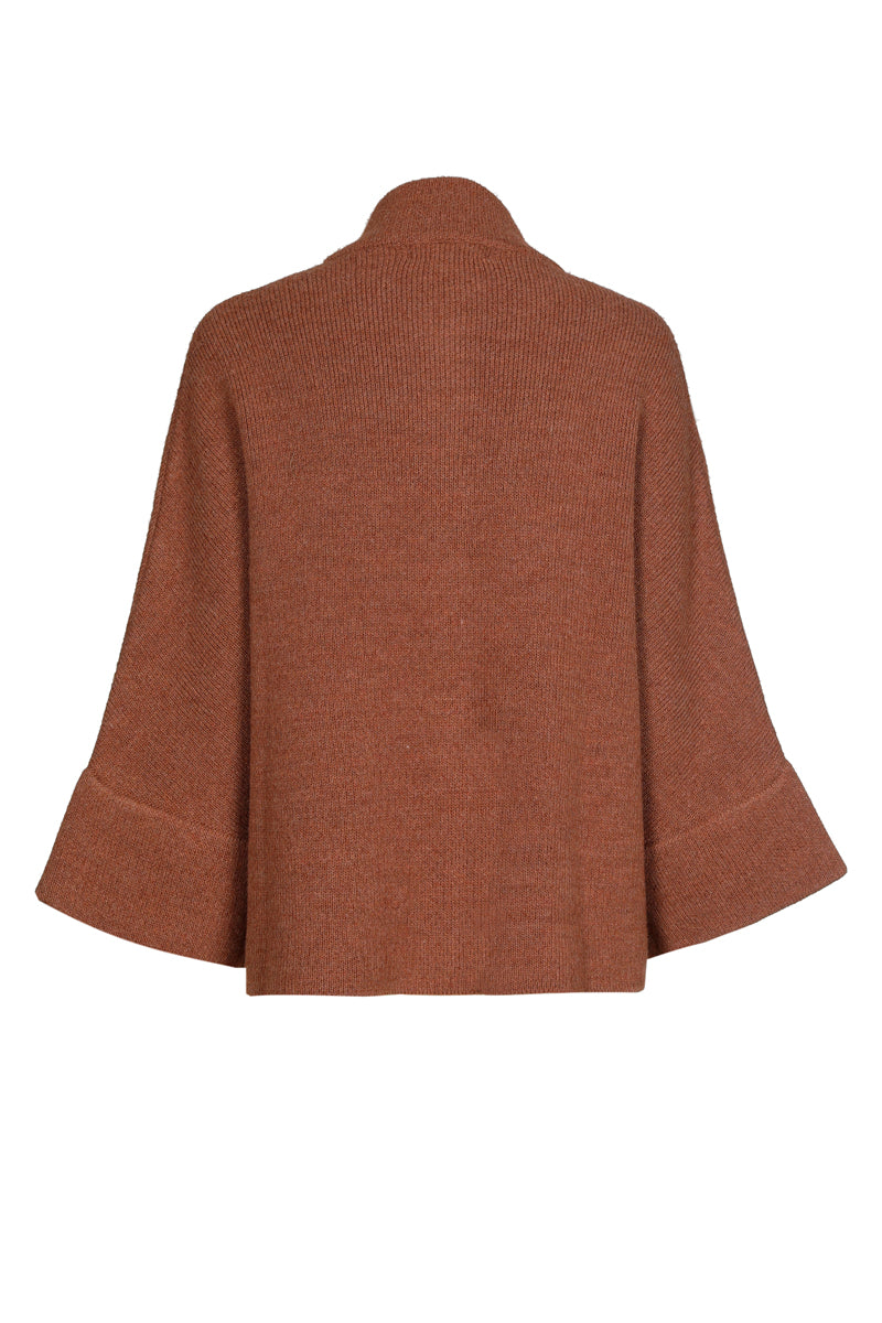 Cape couleur cognac à fermeture à boutons