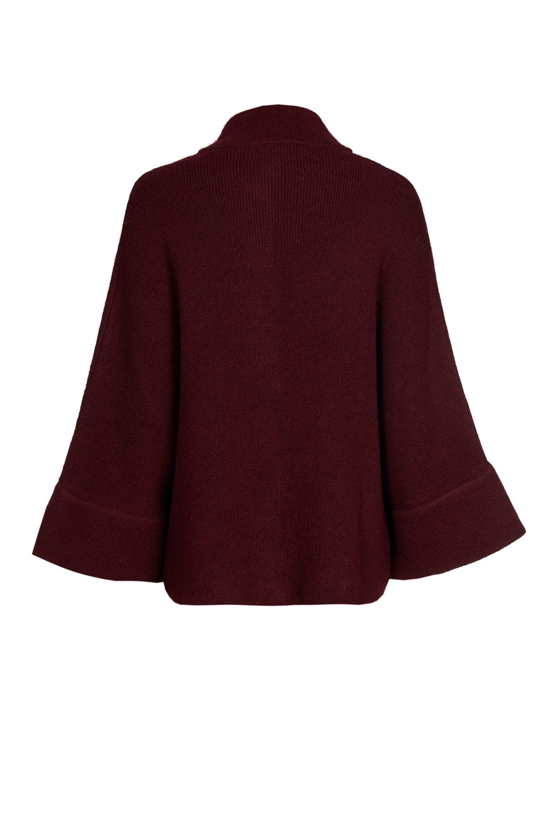 Bordeaux cape met knoopsluiting