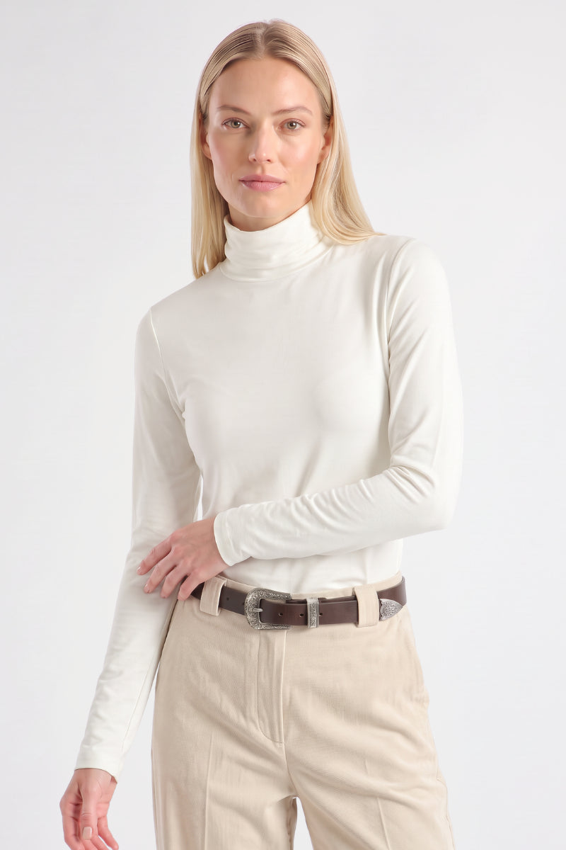 Sous-pull crème met gefronste mouw