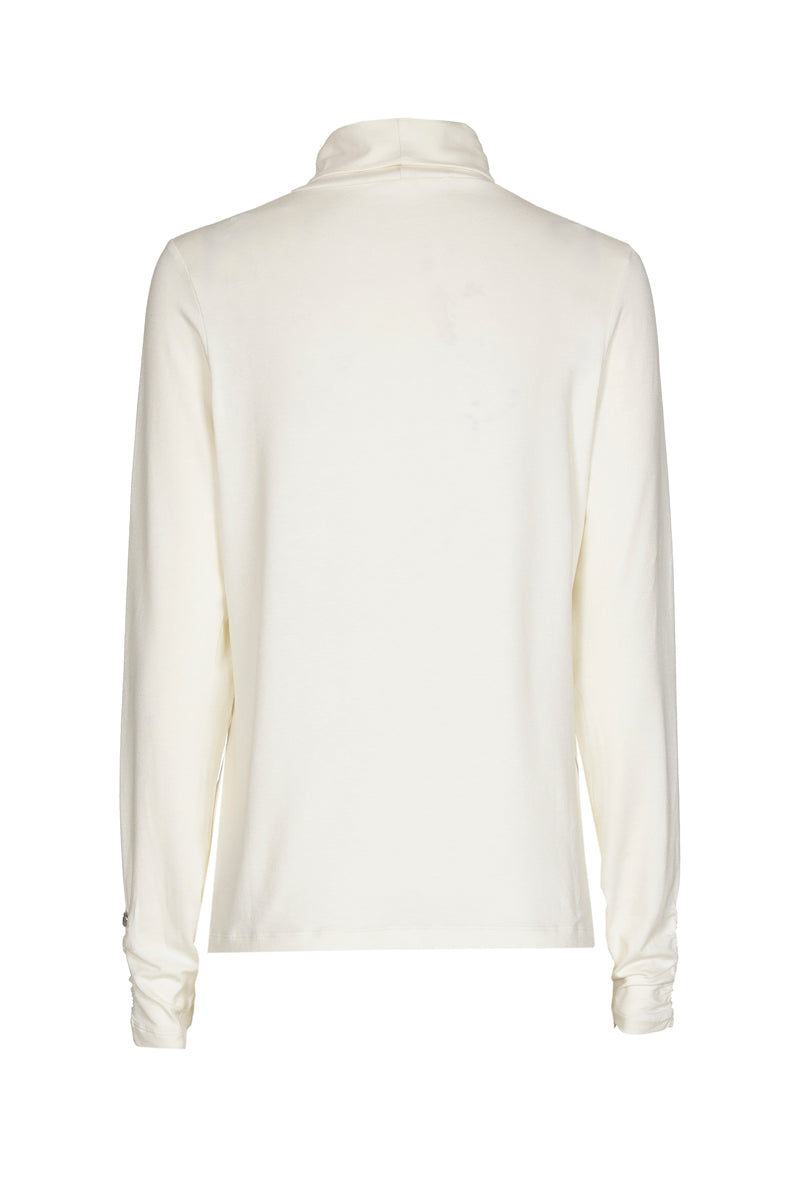 Basic cream roll-neck with gathered sleeve