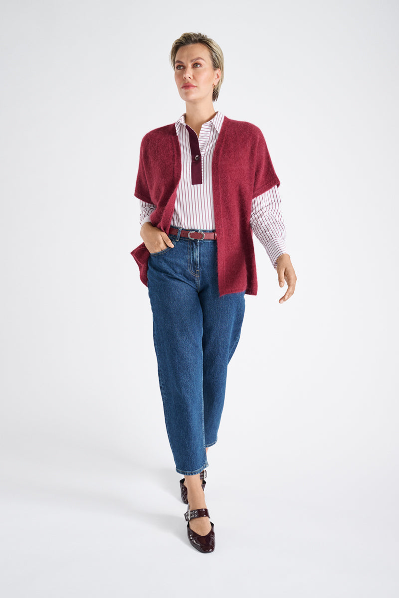 Enkellange denim, ballon snit met hoge taille