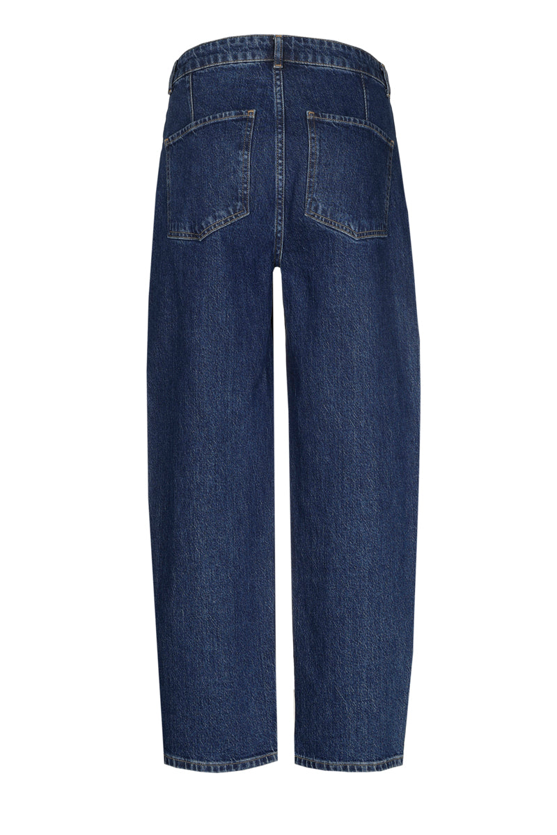 Enkellange denim, ballon snit met hoge taille