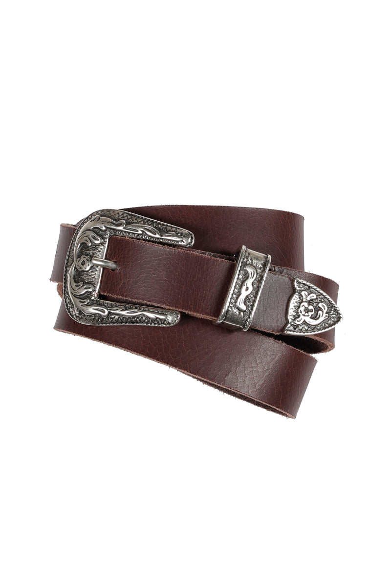 Ceinture de cowboy marron à boucle argentée