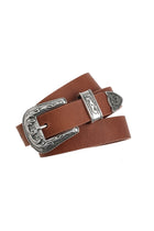 Ceinture de cowboy camel à boucle argentée
