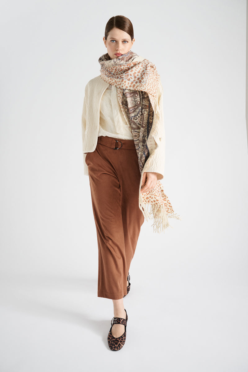 Wool paisley printed double-sided scarf