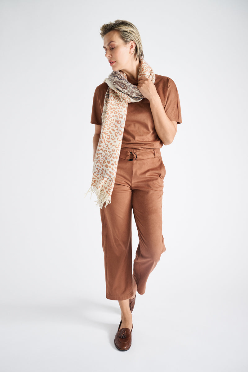 Wool paisley printed double-sided scarf