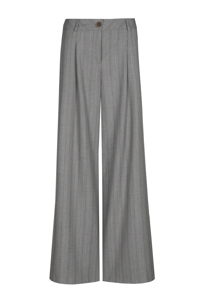 Pantalon long et large rayé gris 