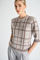 Alpaca sweater with checked pattern