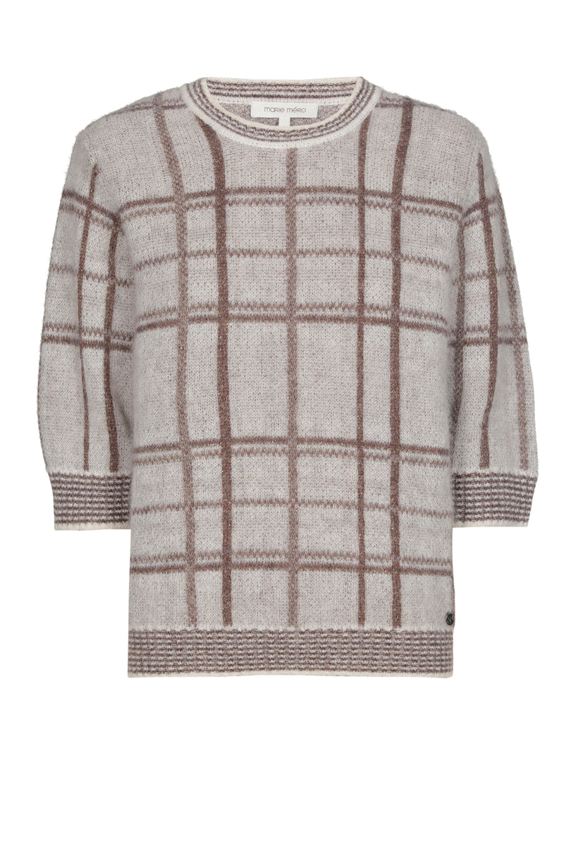 Alpaca sweater with checked pattern