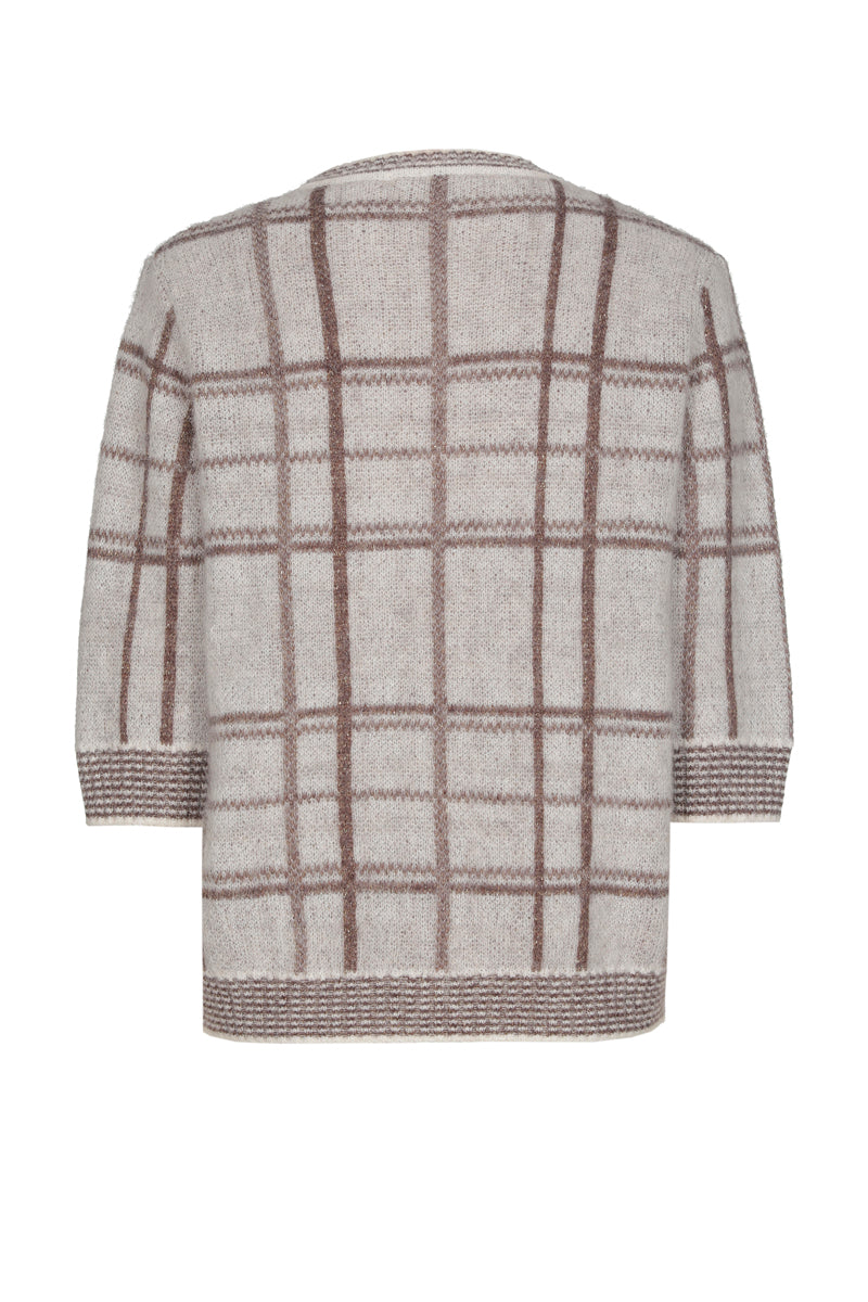 Alpaca sweater with checked pattern