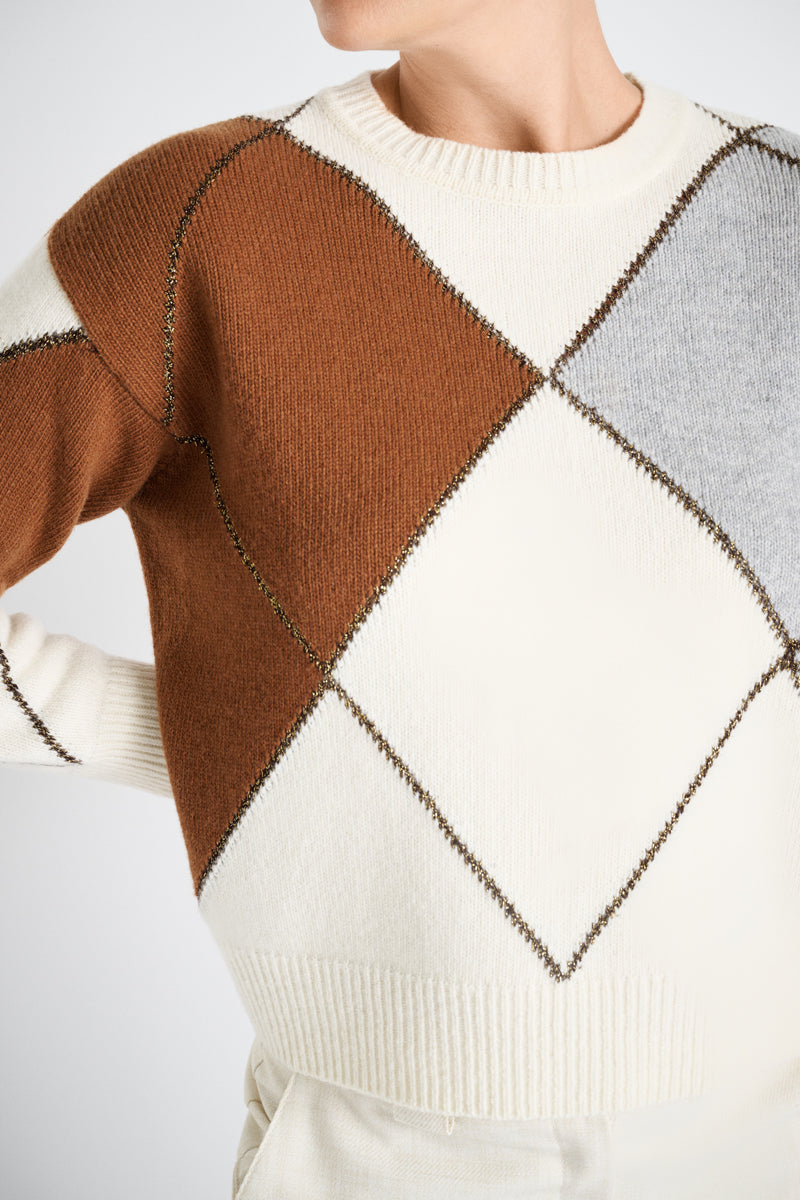 Pull court et boxy à losanges