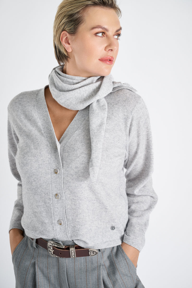 Cardigan col V gris cachemire